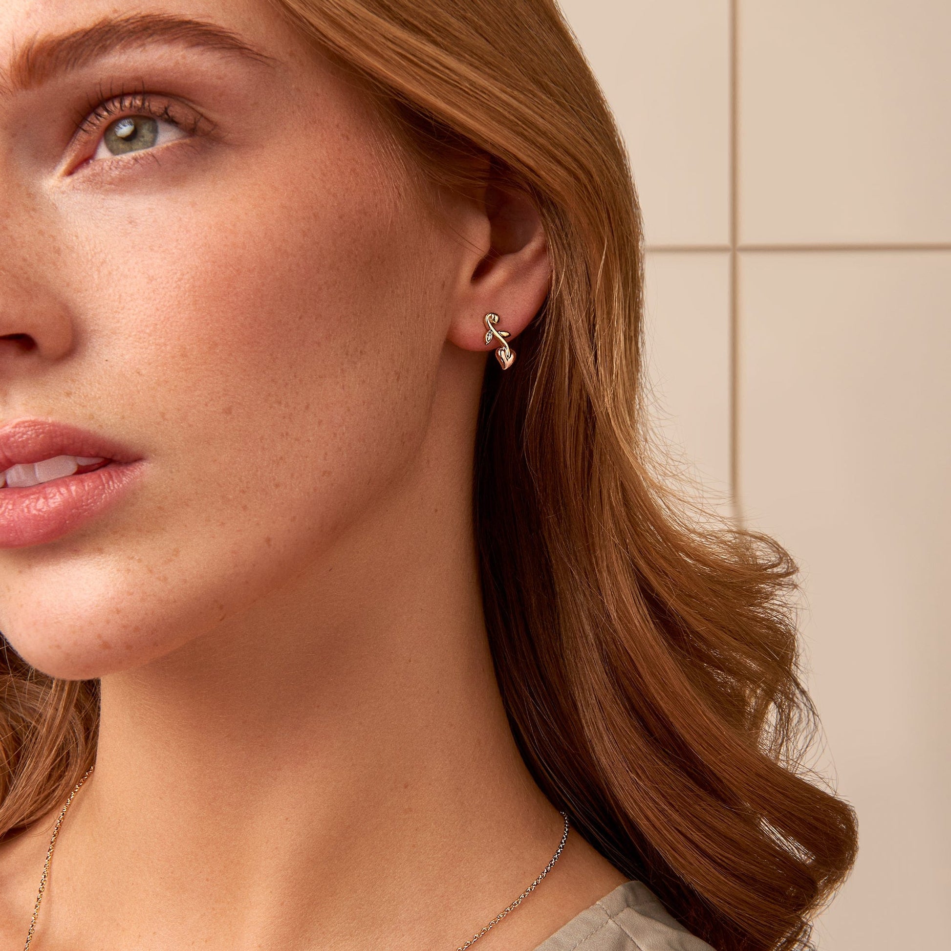 Tree of Life® 9ct Solid Gold Vine Stud Earrings with Diamonds