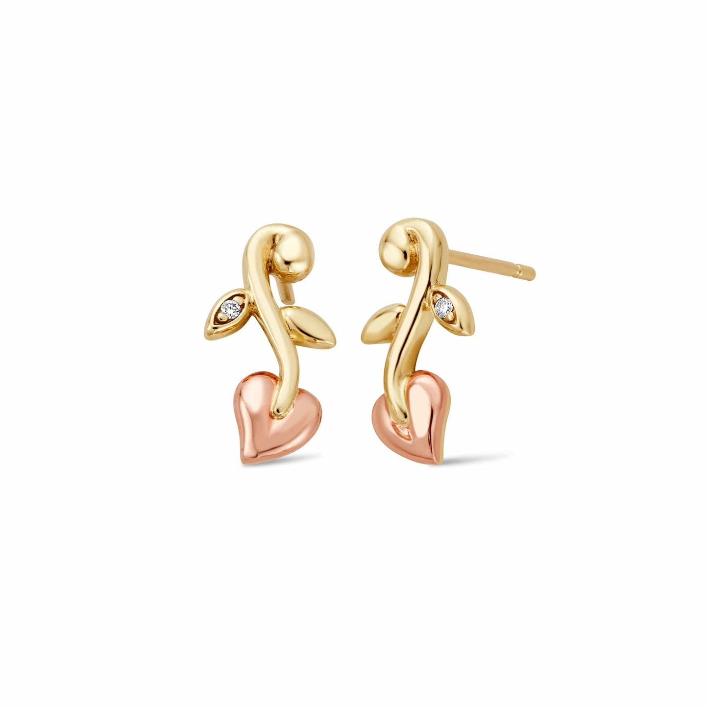 Tree of Life® 9ct Solid Gold Vine Stud Earrings with Diamonds