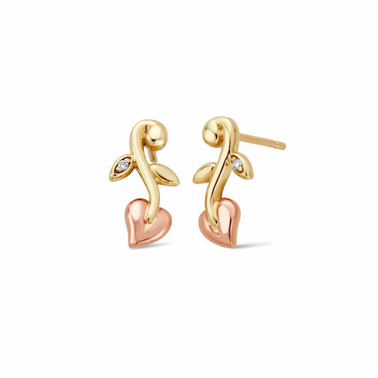 Tree of Life® 9ct Solid Gold Vine Stud Earrings with Diamonds