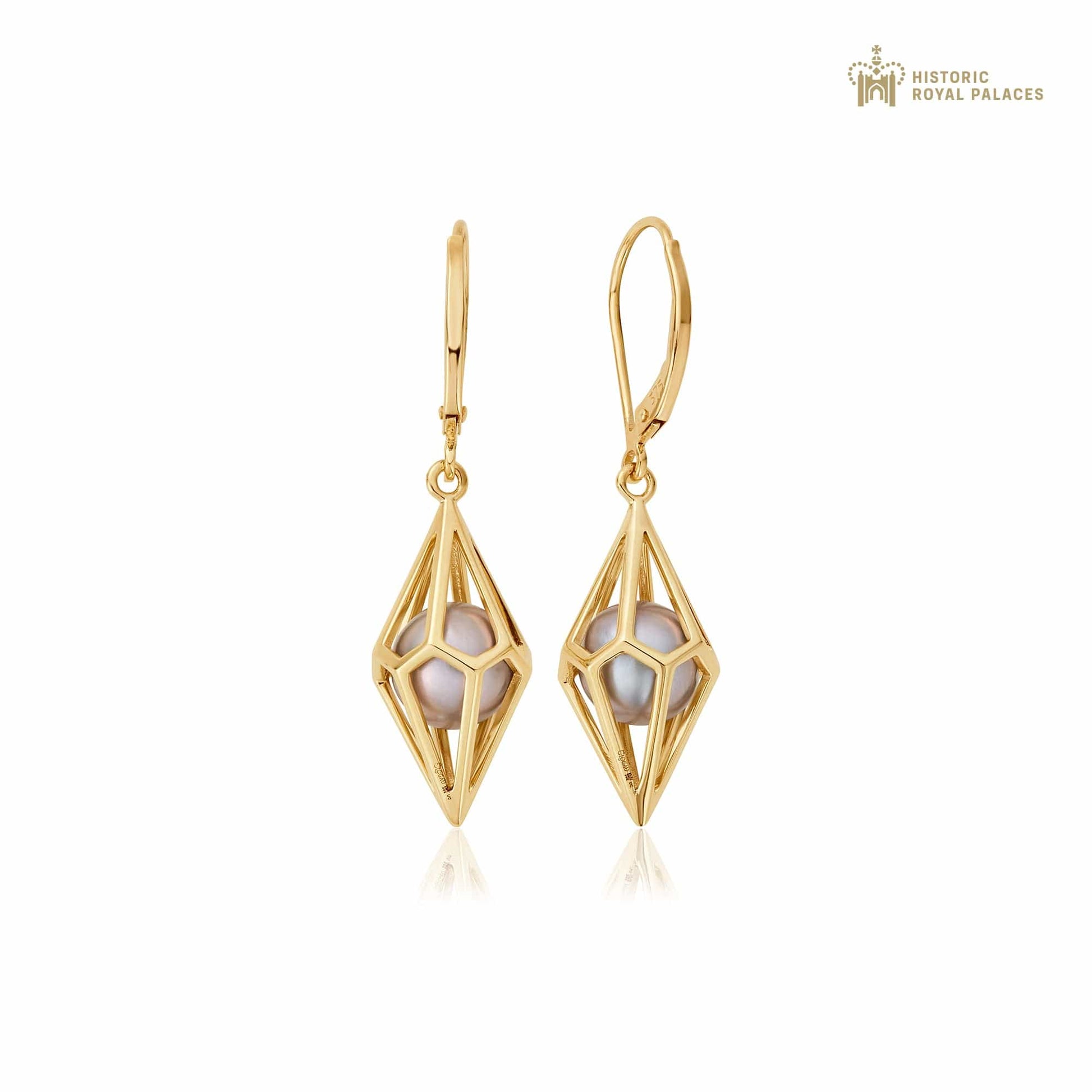 Watching Chamber Gold and Caged Pearl Earrings