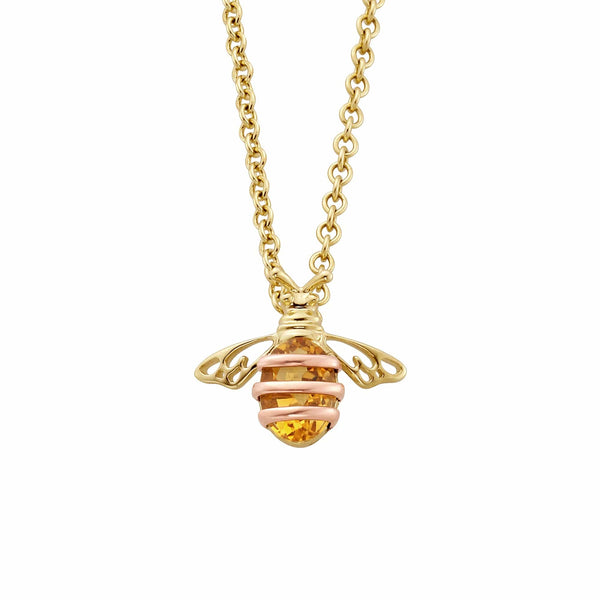 Clogau Necklaces, Clogau Jewellery, Clogau , Necklaces, Silver Necklaces |  Clogau Silver & 9ct Gold Honey Bee Orchid Pendant 3SQNBP1