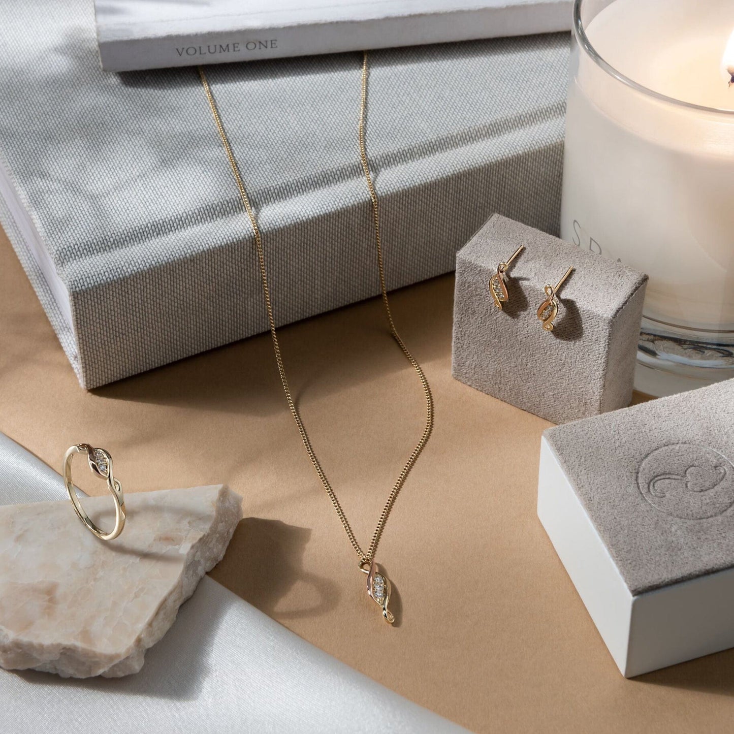 Past Present Future® 9ct Solid Gold Stud Earrings with Diamonds