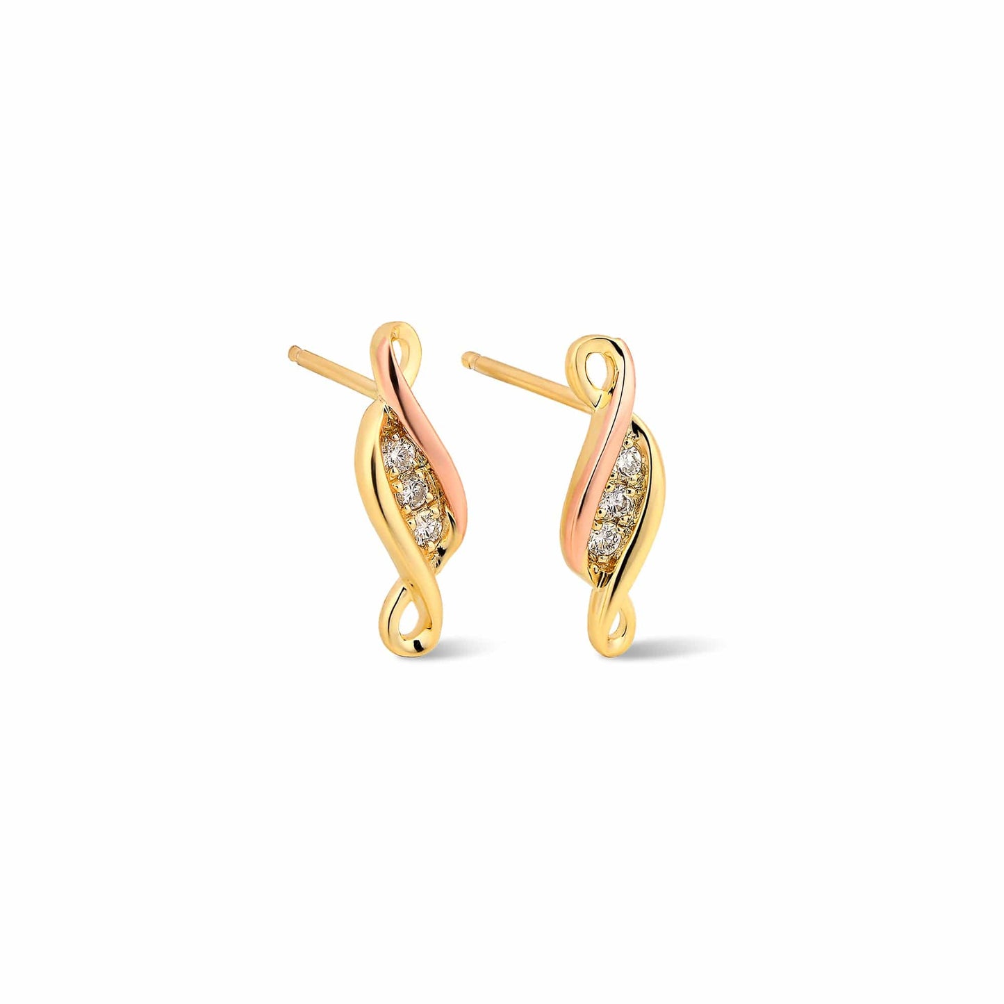 Past Present Future® 9ct Solid Gold Stud Earrings with Diamonds