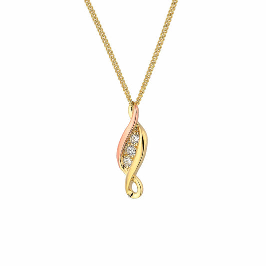 Past Present Future® 9ct Solid Gold Pendant with Diamonds
