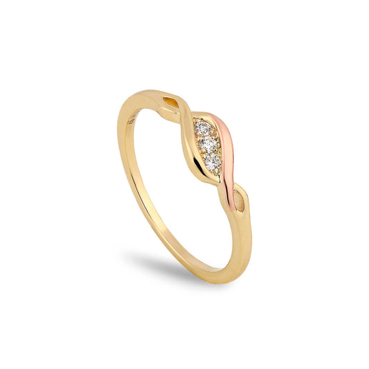 Past Present Future® 9ct Solid Gold Ring with Diamonds