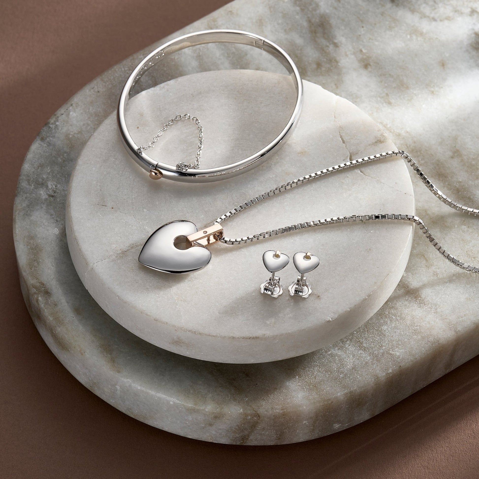 Cariad® Sterling Silver Big Heart Pendant with Diamond