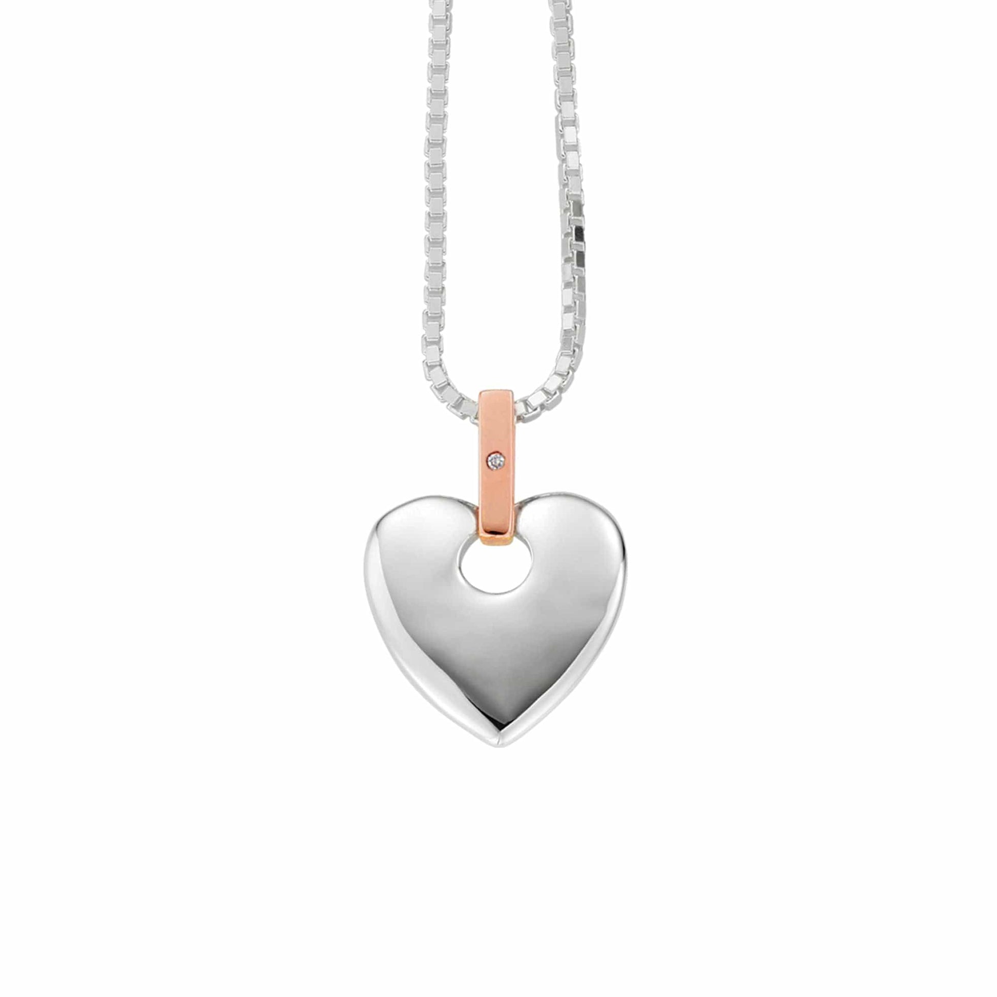 Cariad® Sterling Silver Big Heart Pendant with Diamond