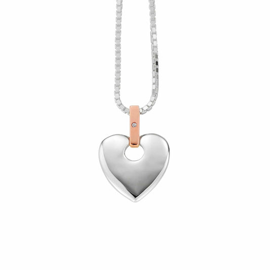 Cariad® Sterling Silver Big Heart Pendant with Diamond