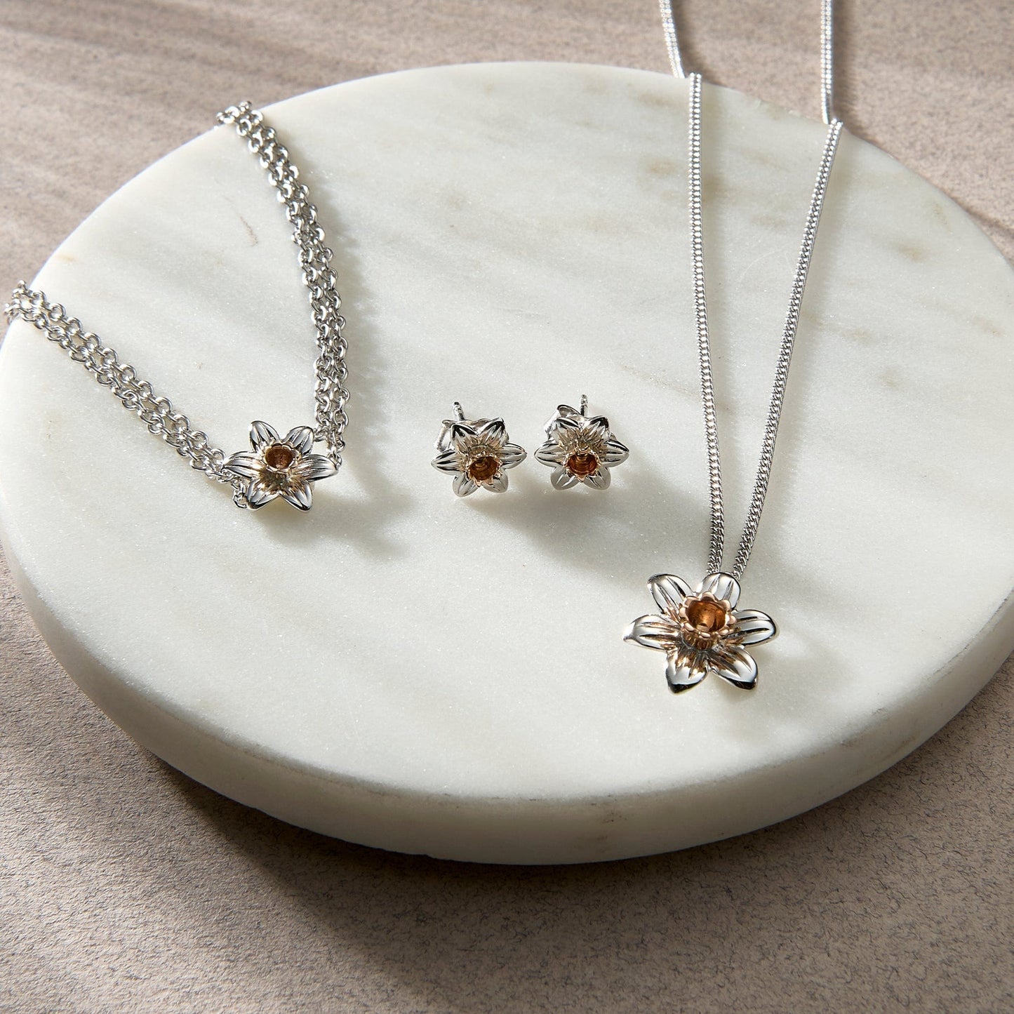 Nature's Wonder Sterling Silver Daffodil Stud Earrings