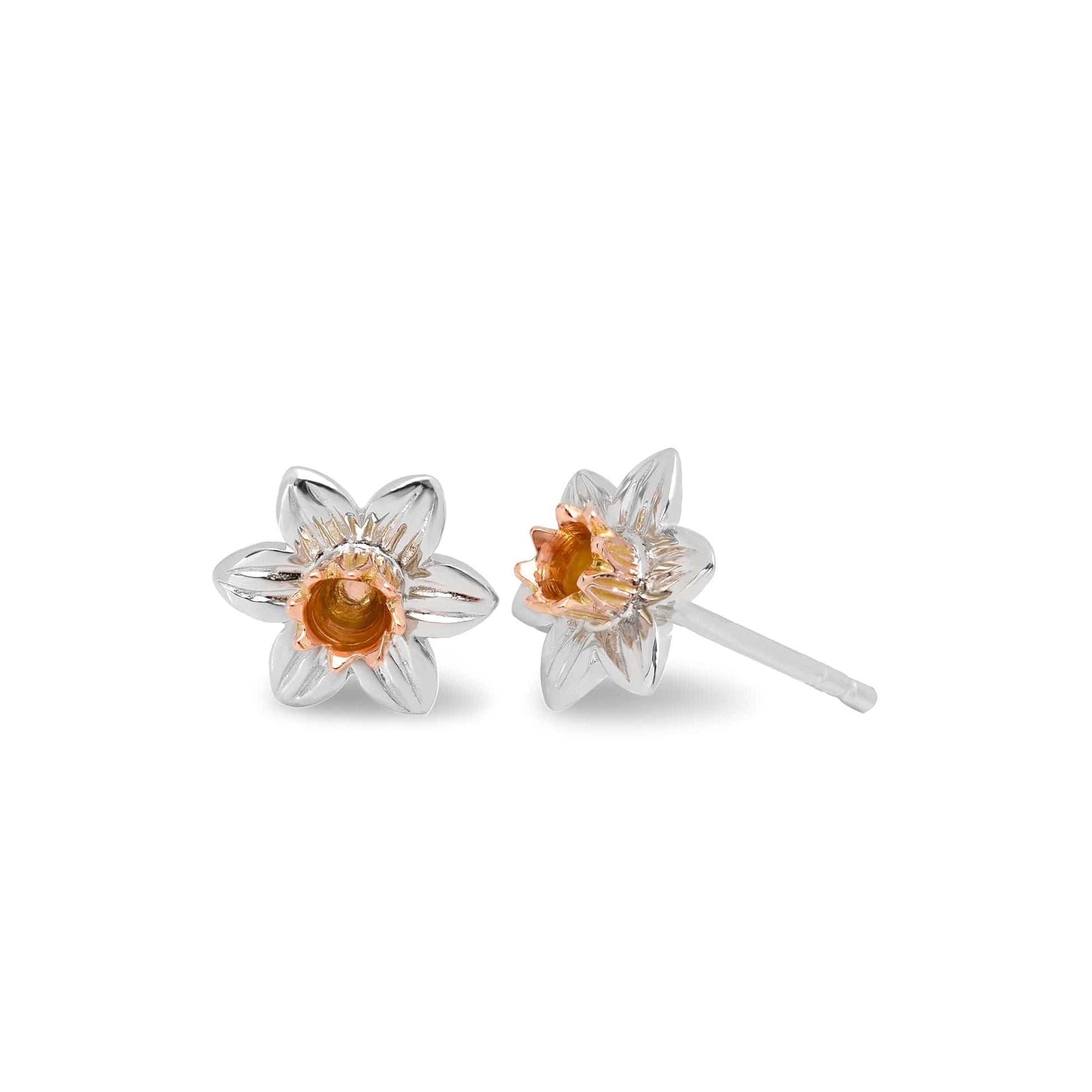 Nature's Wonder Sterling Silver Daffodil Stud Earrings