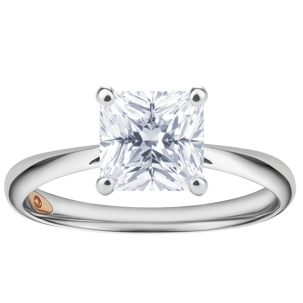 Celebration (M) - 9K White with 9K Rose Gold - 2 carat, Lab Grown Diamond, Princess Cut