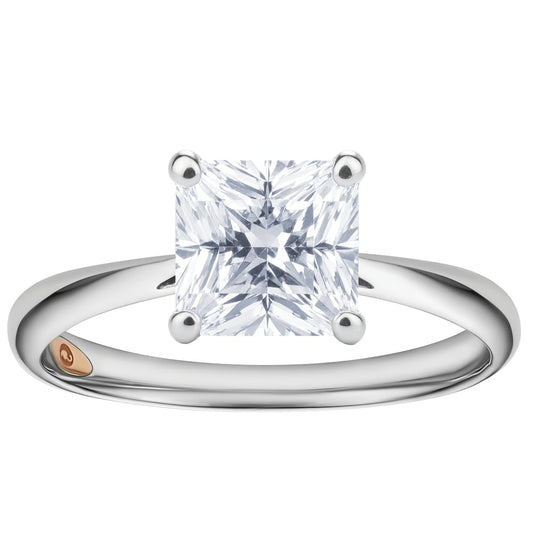 Celebration (M) - 9K White with 9K Rose Gold - 2 carat, Lab Grown Diamond, Princess Cut