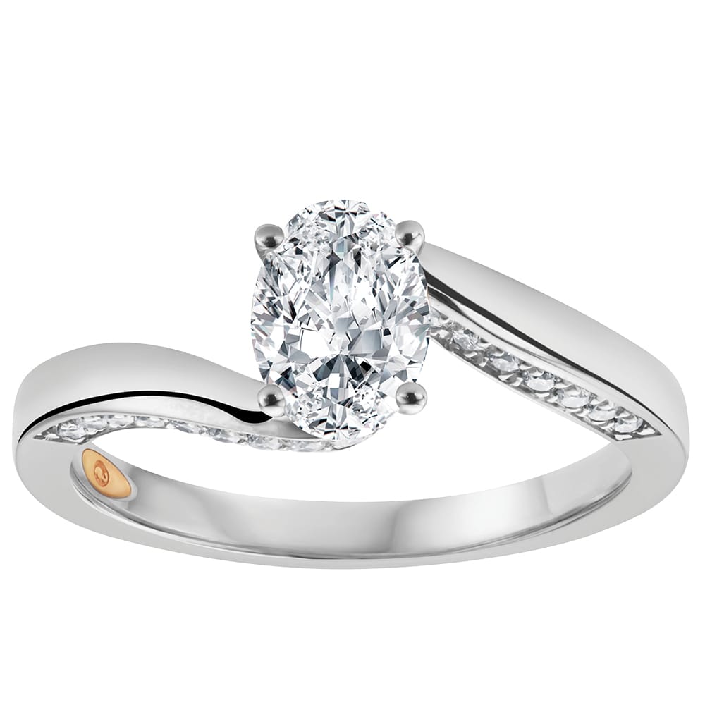 Forever Fairytale (O) - 9K White with 9K Rose Gold - 1 carat, Lab Grown Diamond, Oval Cut