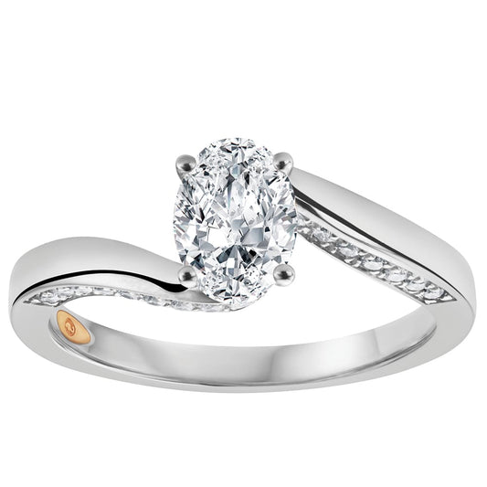 Forever Fairytale (O) - 9K White with 9K Rose Gold - 1 carat, Lab Grown Diamond, Oval Cut
