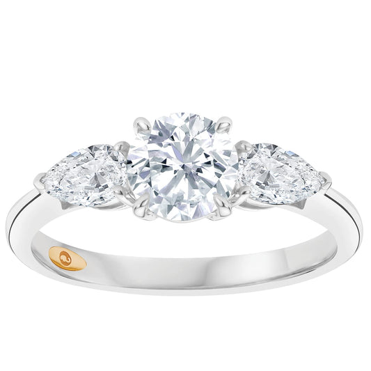 Past Present Future (L) - 9K White with 9K Rose Gold - 1 carat, Lab Grown Diamond, Round Brilliant Cut