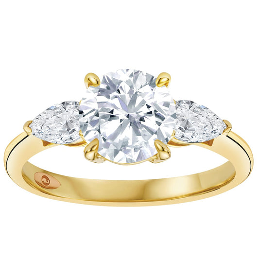 Past Present Future (N) - 9K Yellow with 9K Rose Gold - 2 carat, Lab Grown Diamond, Round Brilliant Cut