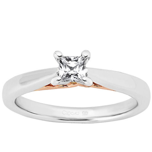 New Beginning (P) - 18K White with 18K Rose Gold - 0.3 Carat, I Colour, VS1 Clarity, Princess Cut