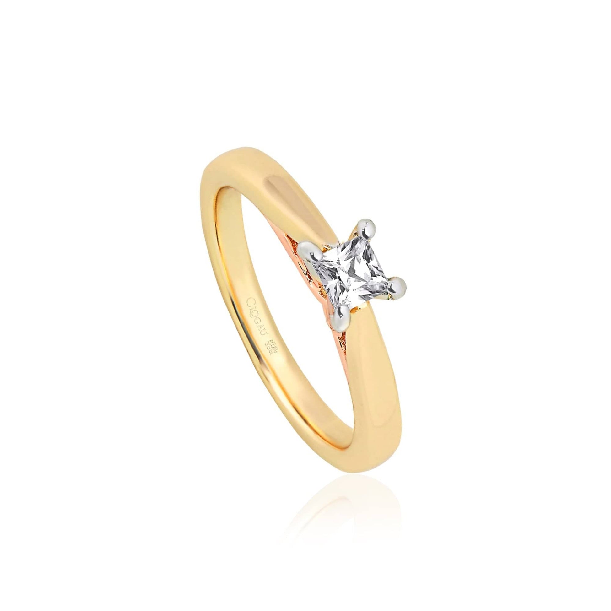 18ct Yellow Gold New Beginning Engagement Ring with 0.3ct Princess Cut Diamond