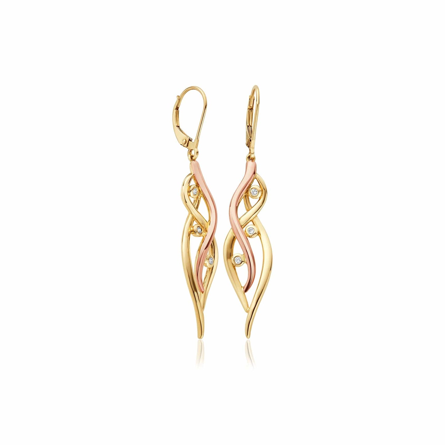 Swallow Falls 18ct Gold and Diamond Drop Earrings