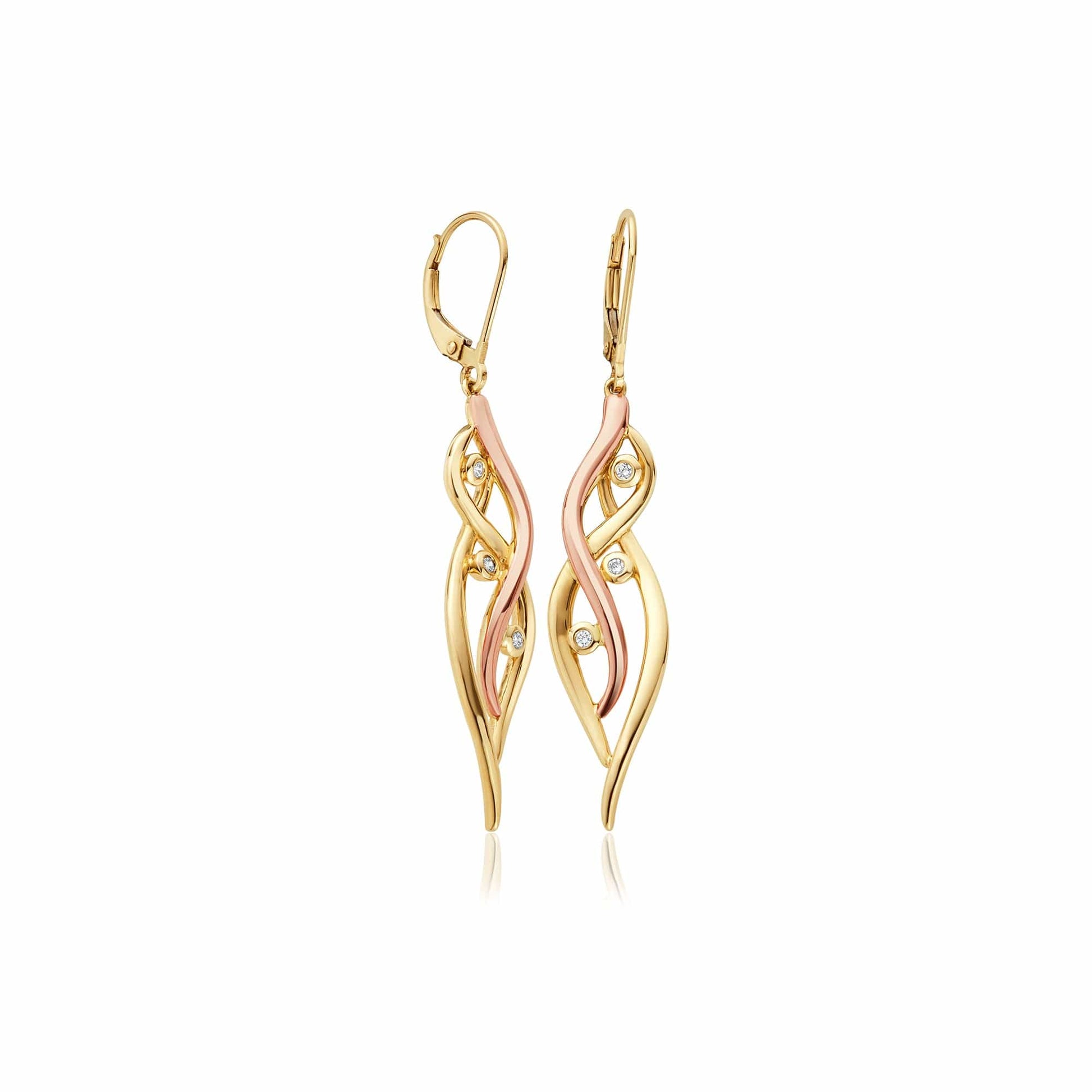 Swallow Falls 18ct Gold and Diamond Drop Earrings