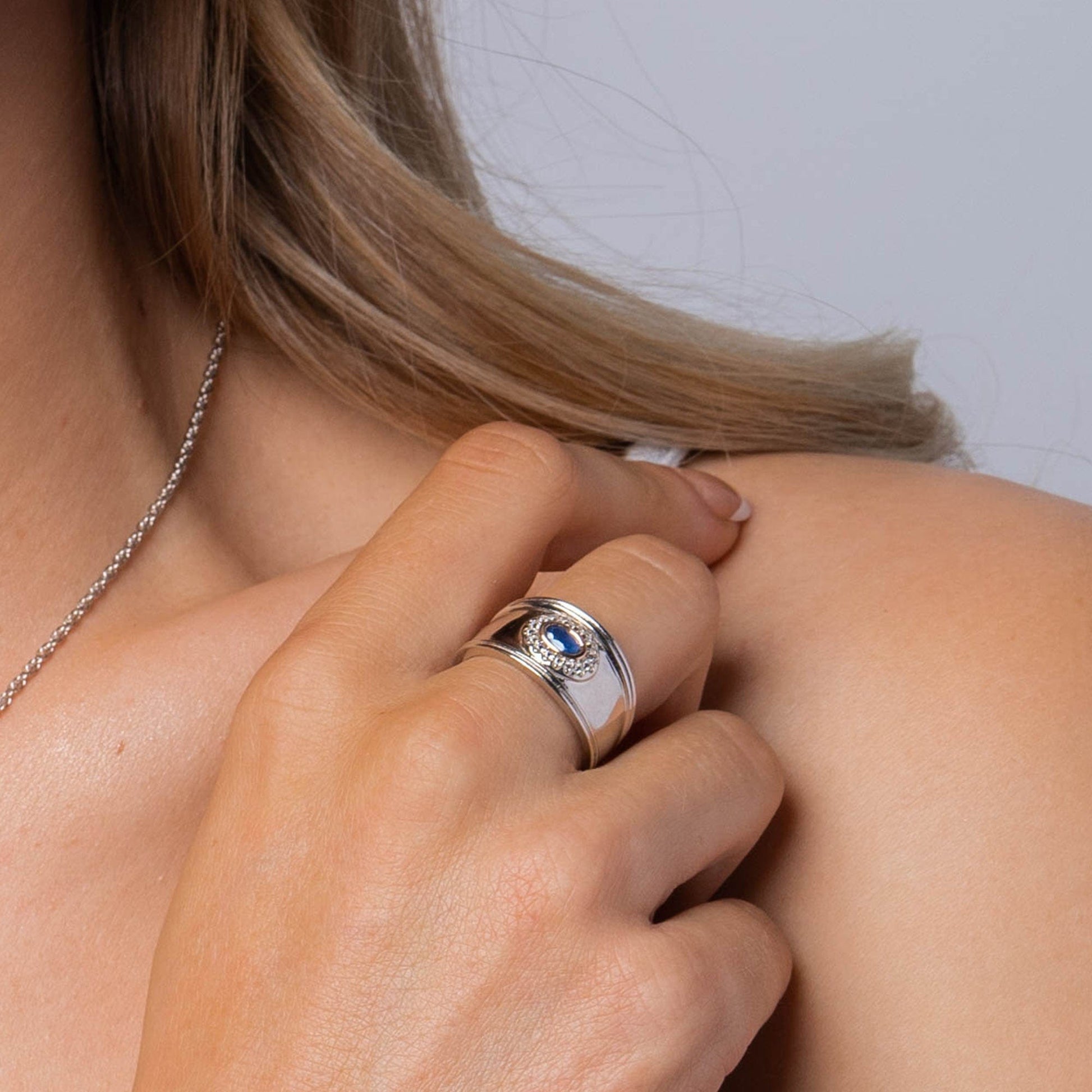 Princess Diana Silver and Sapphire Ring